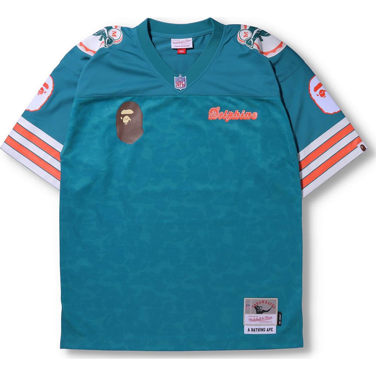 BAPE X MITCHELL & NESS NFL MIAMI DOLPHINS LEGACY JERSEY MENS