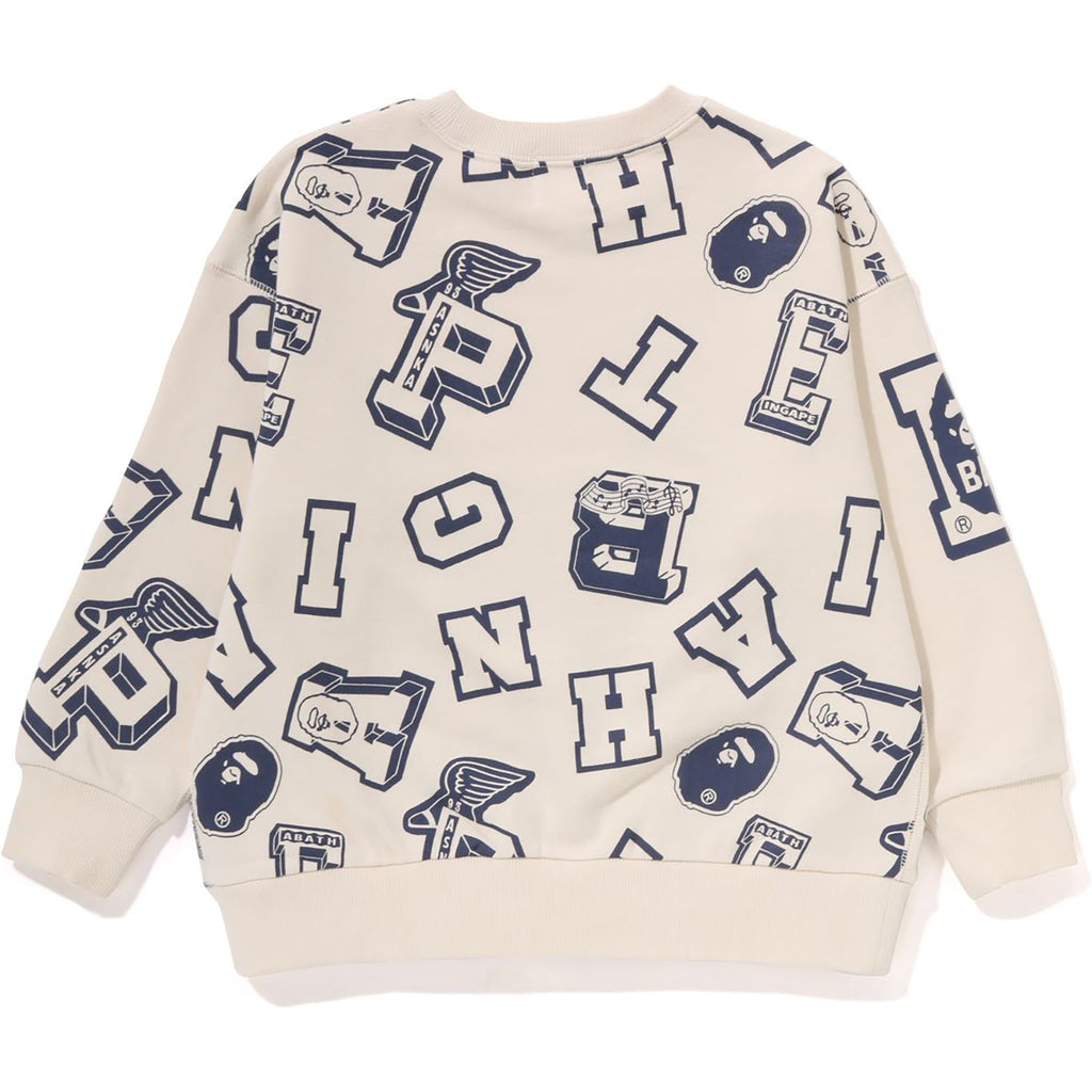 COLLEGE LOGO PATTERN LOOSE FIT CREWNECK KIDS