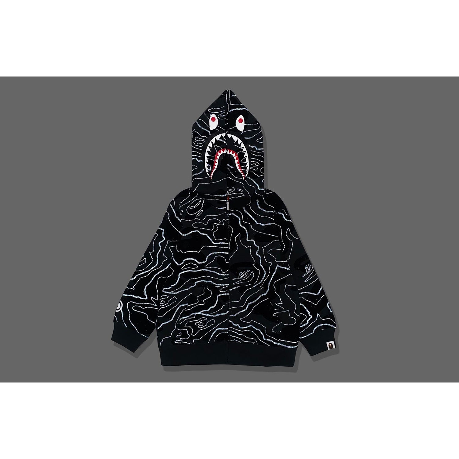 LAYERED LINE CAMO SHARK ZIP HOODIE KIDS
