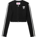 APEE RIBBLED ZIP UP KNIT TOP LADIES