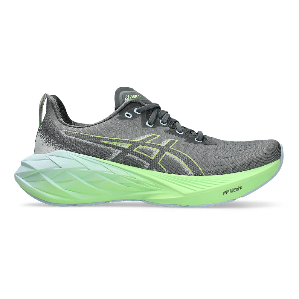 Men's Asics Novablast 4, Steel Grey/Electric Lime, 12 D Medium
