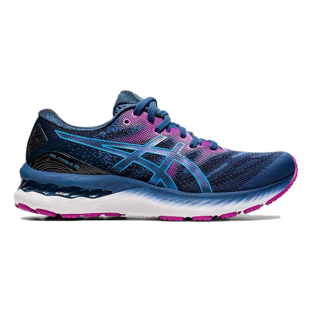 Women's Asics Gel-Nimbus 23, Grand Shark/Digital Aqua, 7 D Wide
