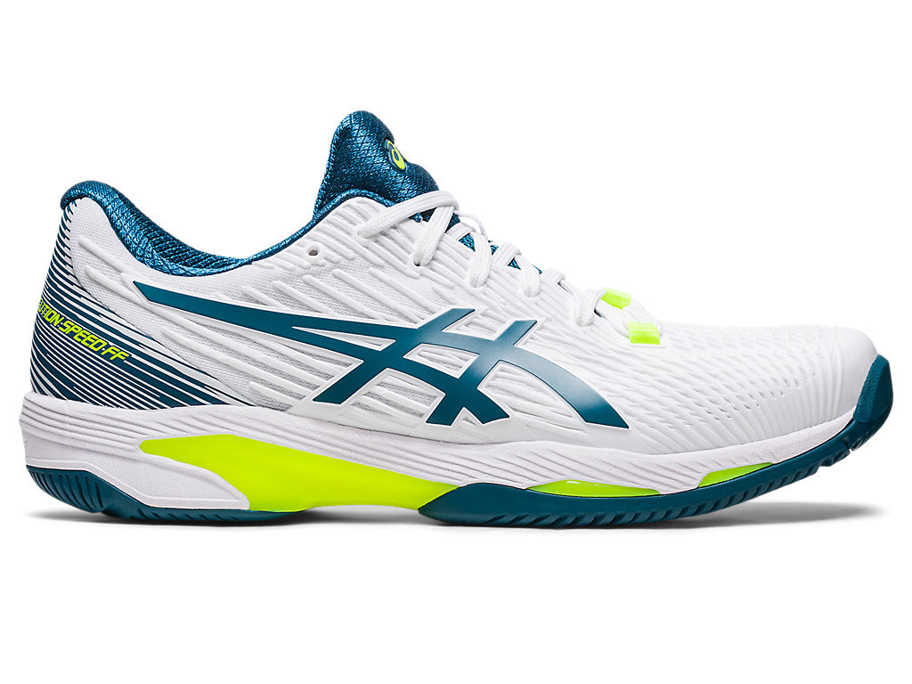 Men's Asics Solution Speed FlyteFoam 2, White/Restful Teal, 8.5 D Medium