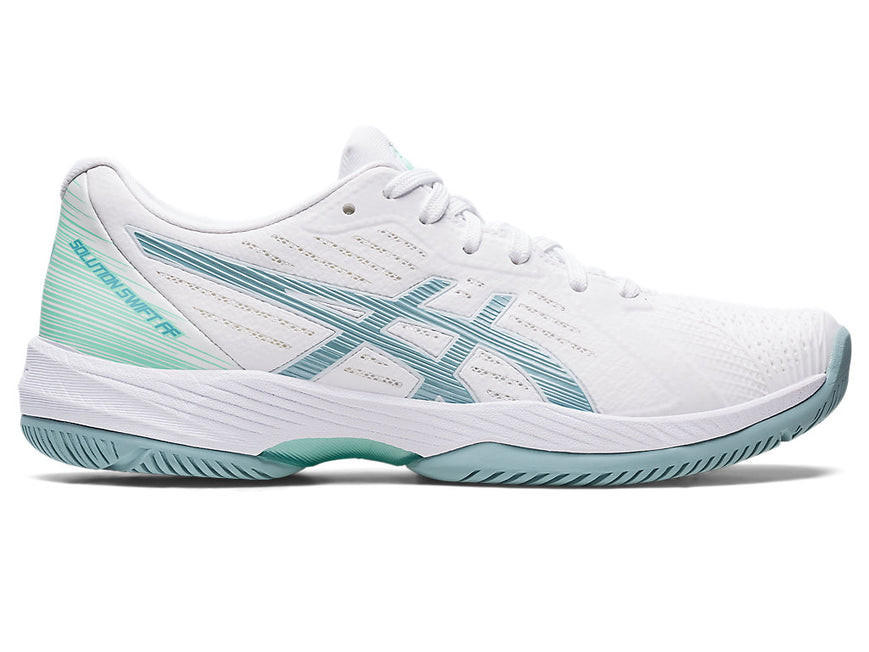 Women's Asics Solution Swift FlyteFoam, White/Smoke Blue, 9.5 B Medium