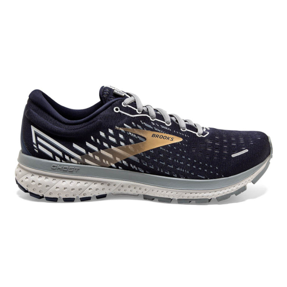Men's Brooks Ghost 13, Peacoat/Grey/Gold, 8.5 D Medium