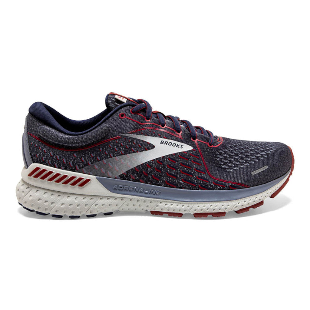 Men's Brooks Adrenaline GTS 21, Peacoat/Grey/Red, 9 D Medium