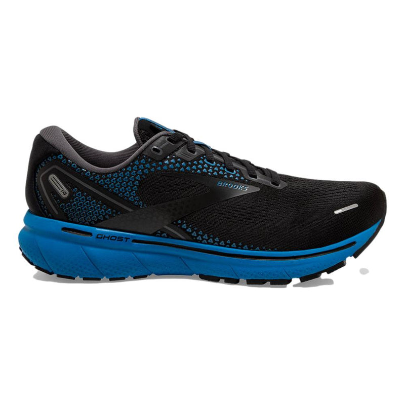 Men's Brooks Ghost 14, Black/Blackened Pearl/Blue, 8 D Medium