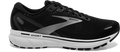 Women's Brooks Ghost 14, Black/White/Silver, 9 B Medium