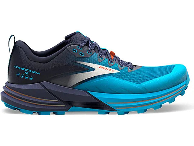 Men's Brooks Cascadia 16, Peacoat/Atomic Blue/Rooibos, 9.5 D Medium