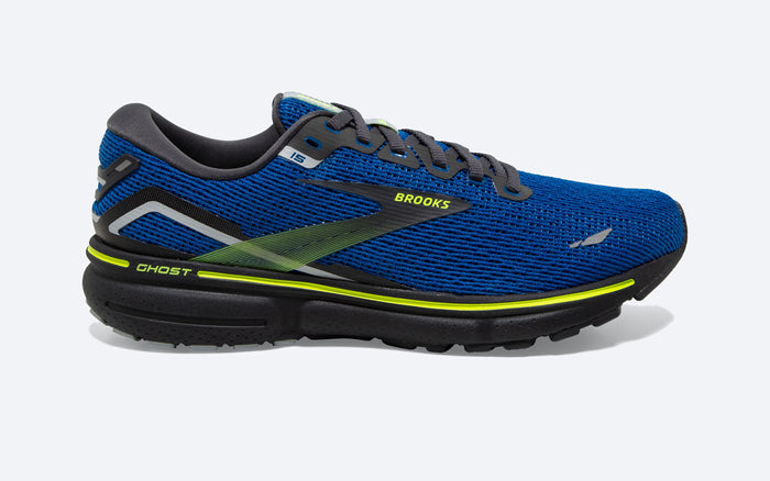 Men's Brooks Ghost 15, Blue/Ebony/Grey, 8.5 D Medium