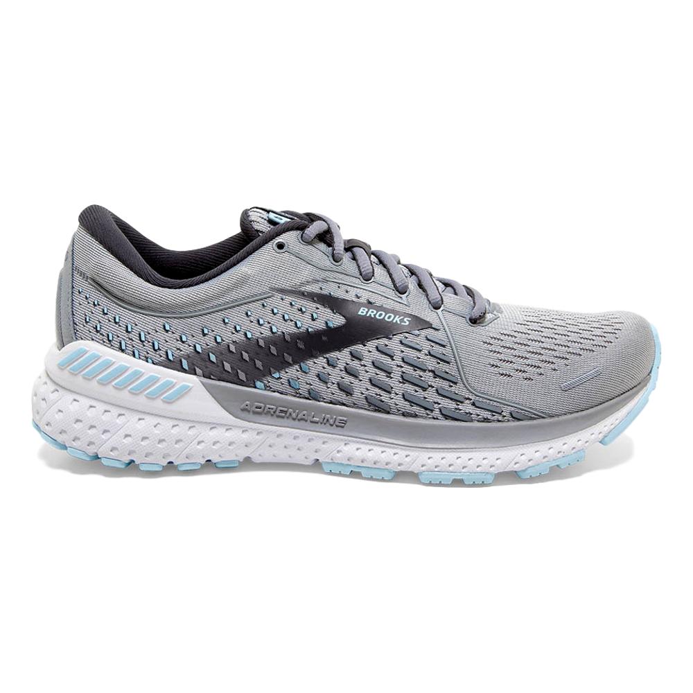 Women's Brooks Adrenaline GTS 21, Oyster/Alloy/Light Blue, 11 B Medium