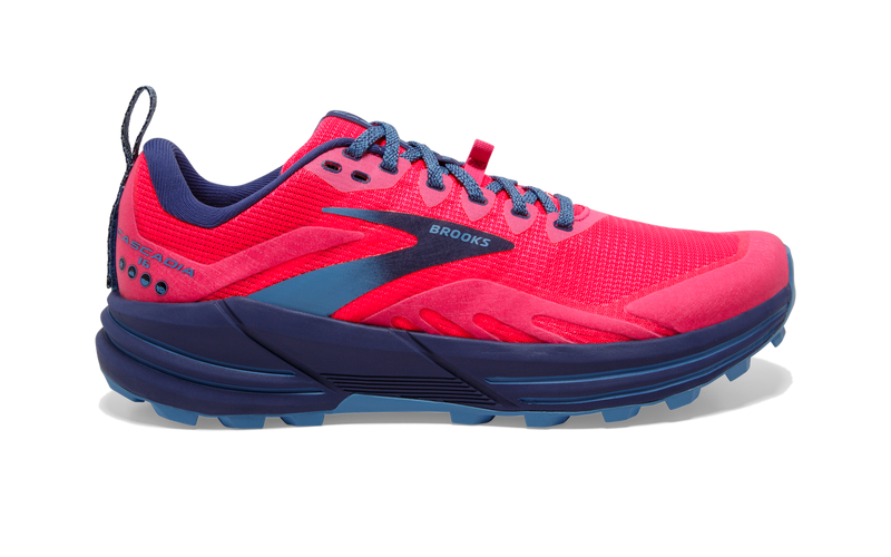 Women's Brooks Cascadia 16, Pink/Flambe/Cobalt, 8 B Medium