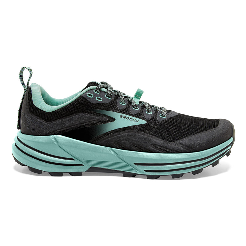 Women's Brooks Cascadia 16, Black/Ebony/Yucca, 10 D Wide