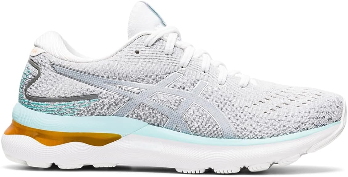 Women's Asics Gel-Nimbus 24, White/Pure Silver, 5 B Medium