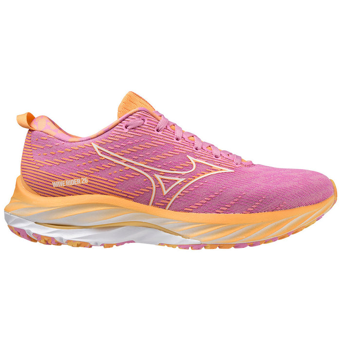 Women's Mizuno Wave Rider 26 Roxy, Cyclamen/White, 10.5 B Medium