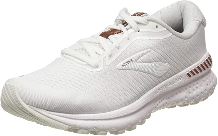 Women's Brooks Adrenaline GTS 20, White/Rose Gold, 9.5 B Medium