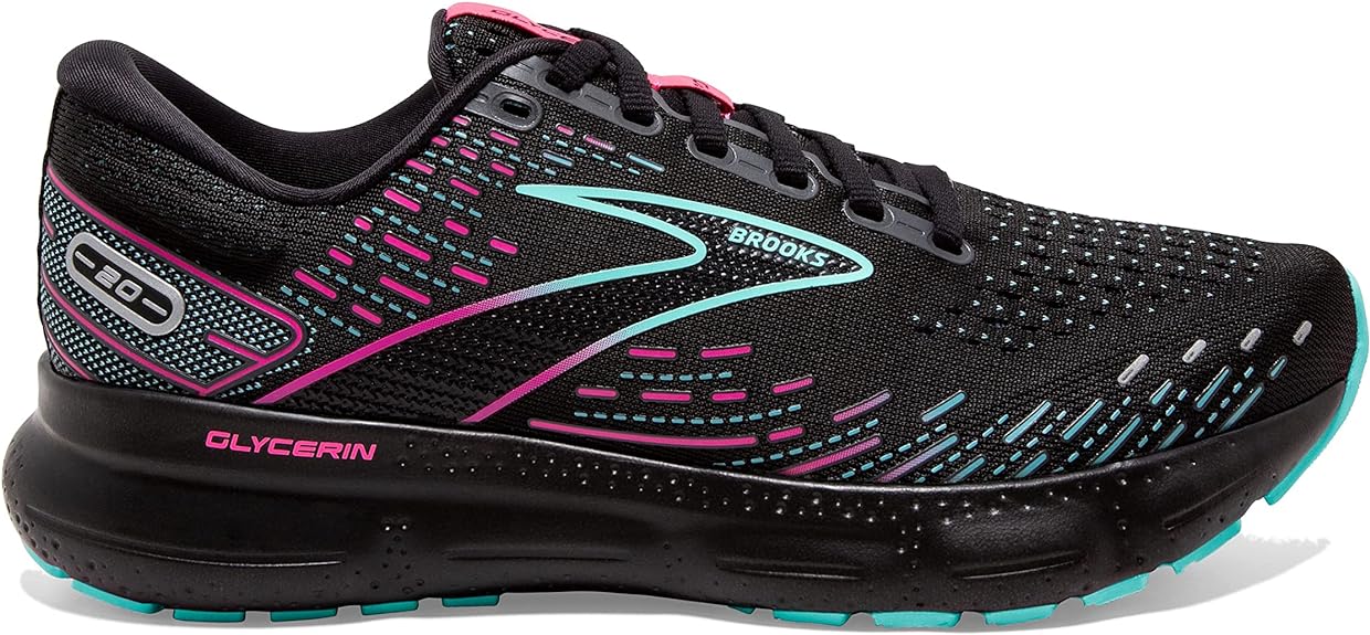 Women's Brooks Glycerin 20, Black/Blue Light/Pink, 12 B Medium