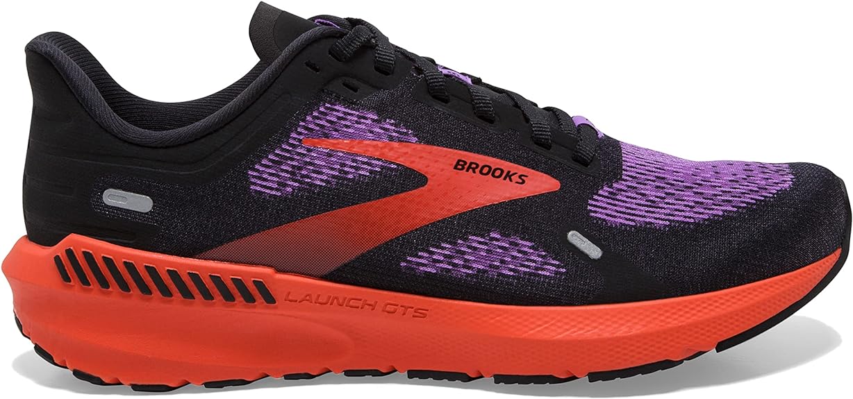 Women's Brooks Launch GTS 9, Black/Bellflower/Fiesta, 10 B Medium