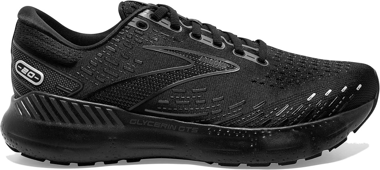 Men's Brooks Glycerin GTS 20, Black/Black/Ebony, 11.5 2E Wide