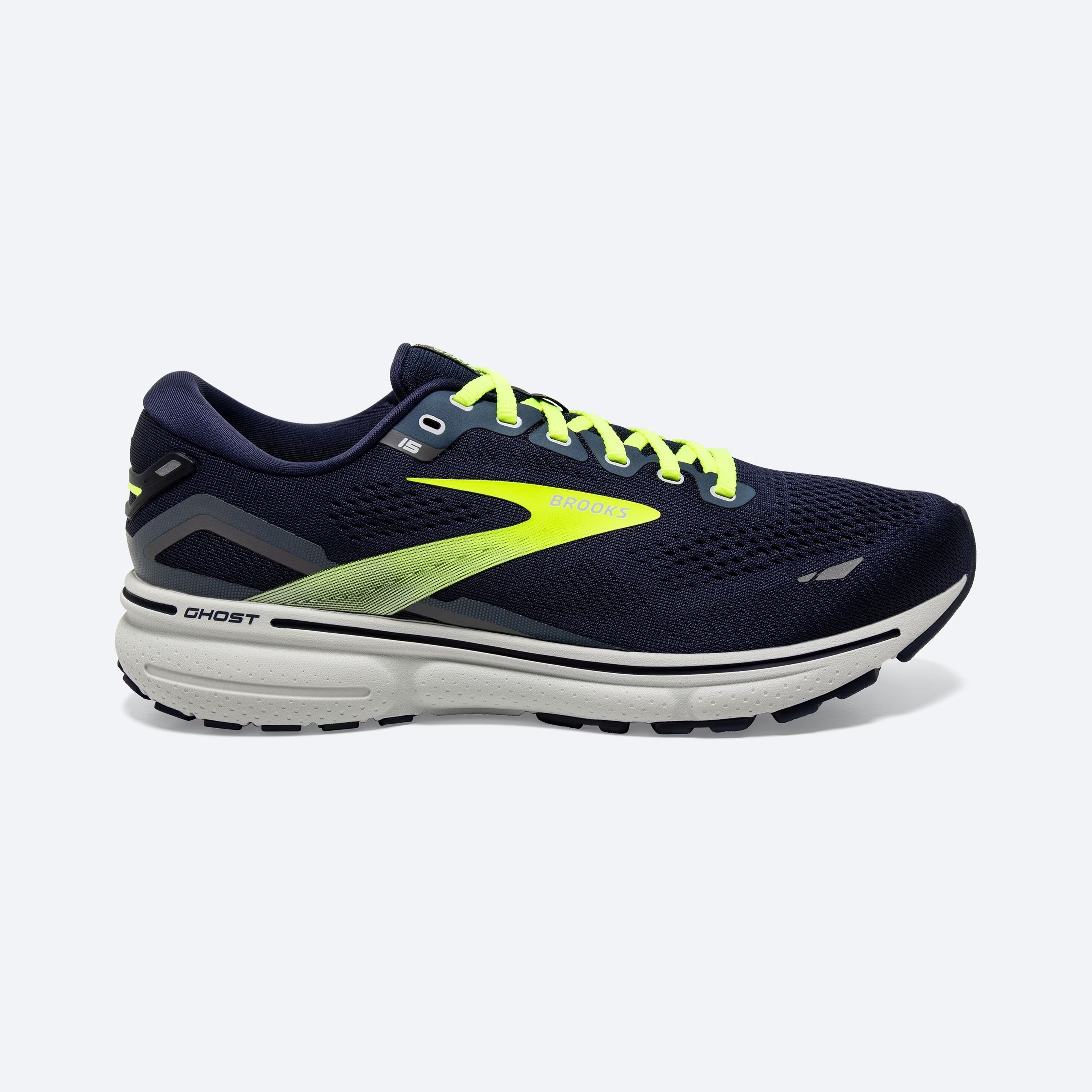 Men's Brooks Ghost 15, Peacoat/Nightlife/Grey, 11 2E Wide