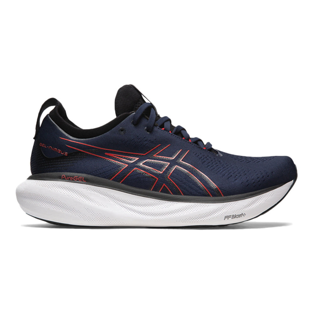 Men's Asics Gel-Nimbus 25, Midnight/Electric Red, 9 D Medium