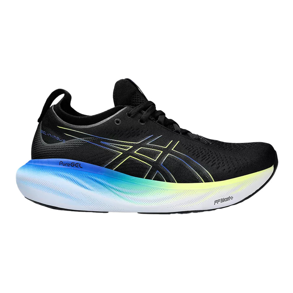 Men's Asics Gel-Nimbus 25, Black/Glow Yellow, 11.5 D Medium