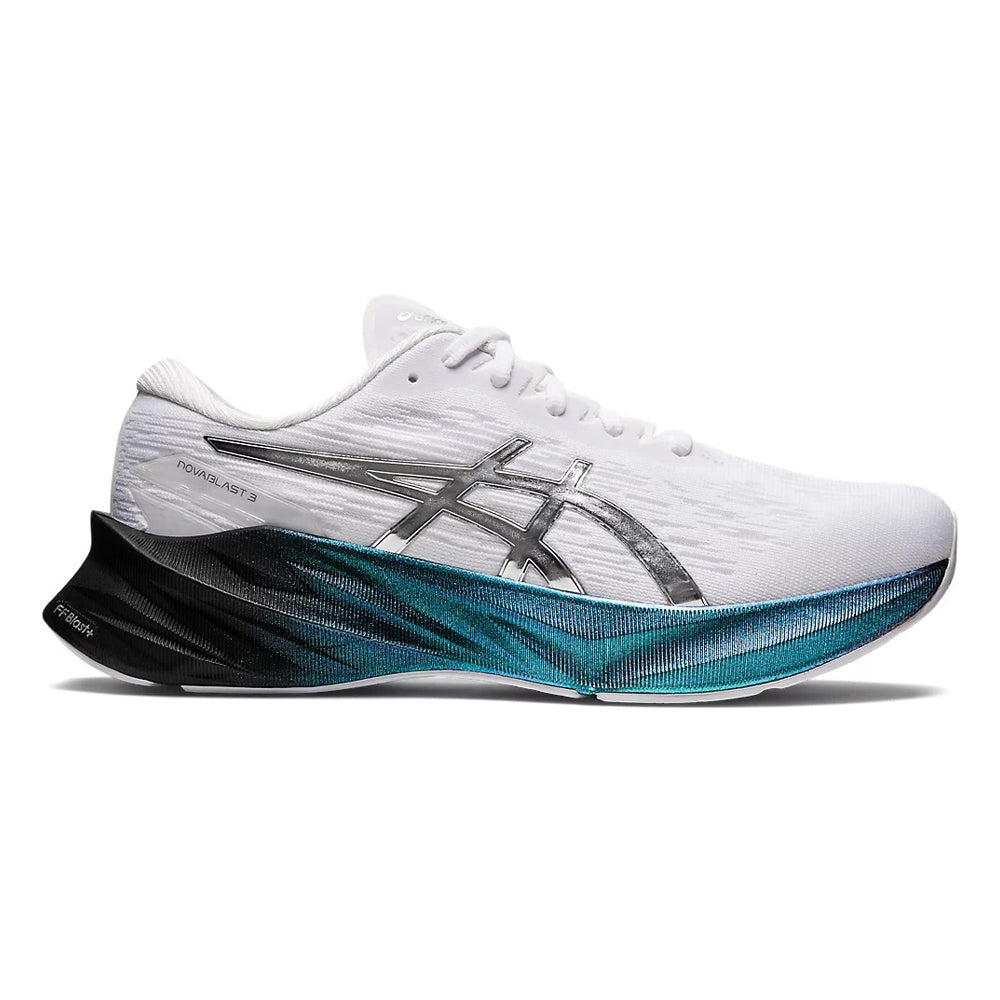 Men's Asics Novablast 3 Platinum, White/Pure Silver, 10 D Medium