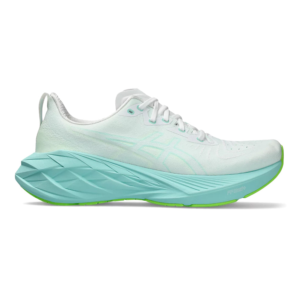 Men's Asics Novablast 4, White/Illuminate Mint, 11.5 D Medium
