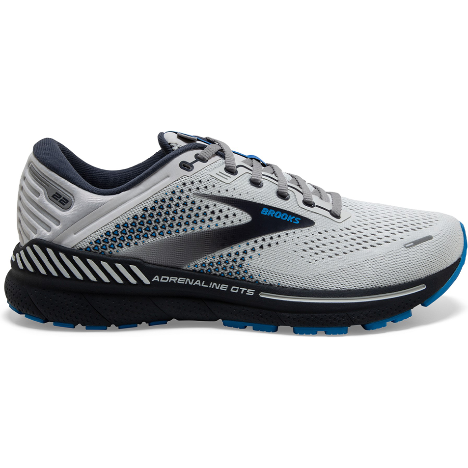 Men's Brooks Adrenaline GTS 22, Oyster/India Ink/Blue, 8 D Medium