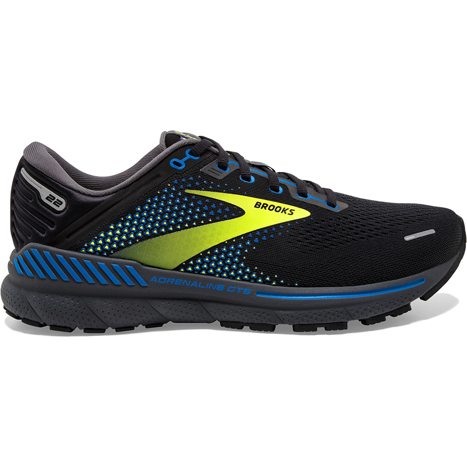 Men's Brooks Adrenaline GTS 22, Black/Blue/Nightlife, 11.5 D Medium
