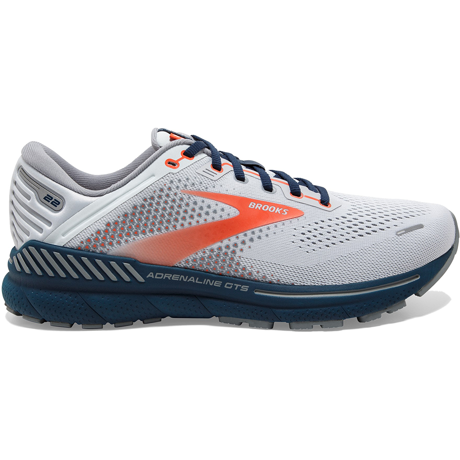 Men's Brooks Adrenaline GTS 22, Arctic/Red/Titan, 7 D Medium