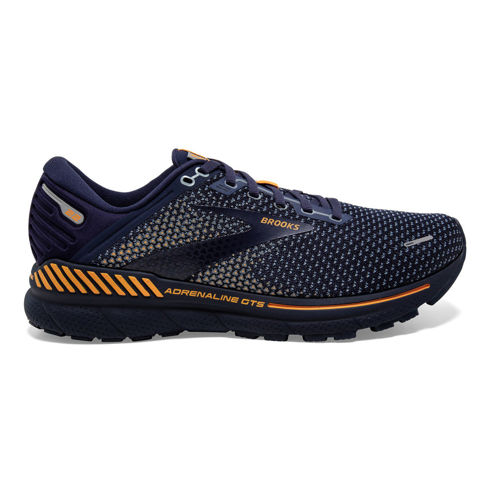 Men's Brooks Adrenaline GTS 22, Peacoat/Grey/Sunflower, 10.5 D Medium