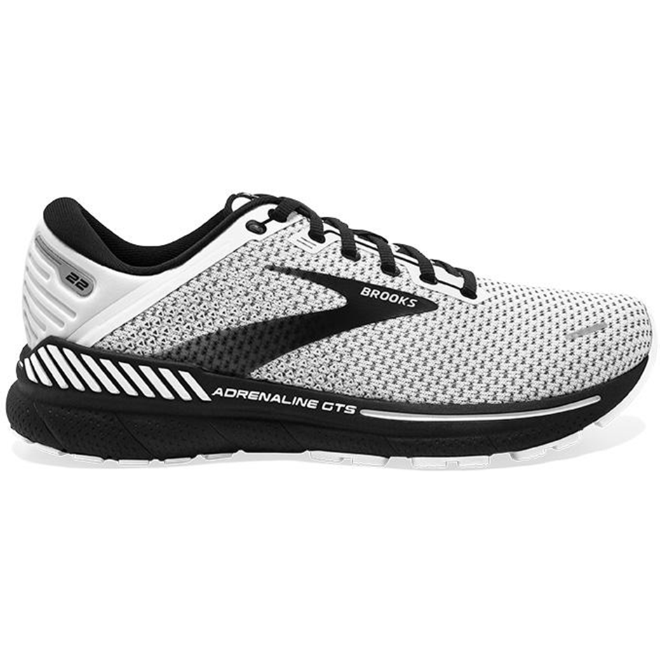Men's Brooks Adrenaline GTS 22, White/Grey/Black, 9 D Medium