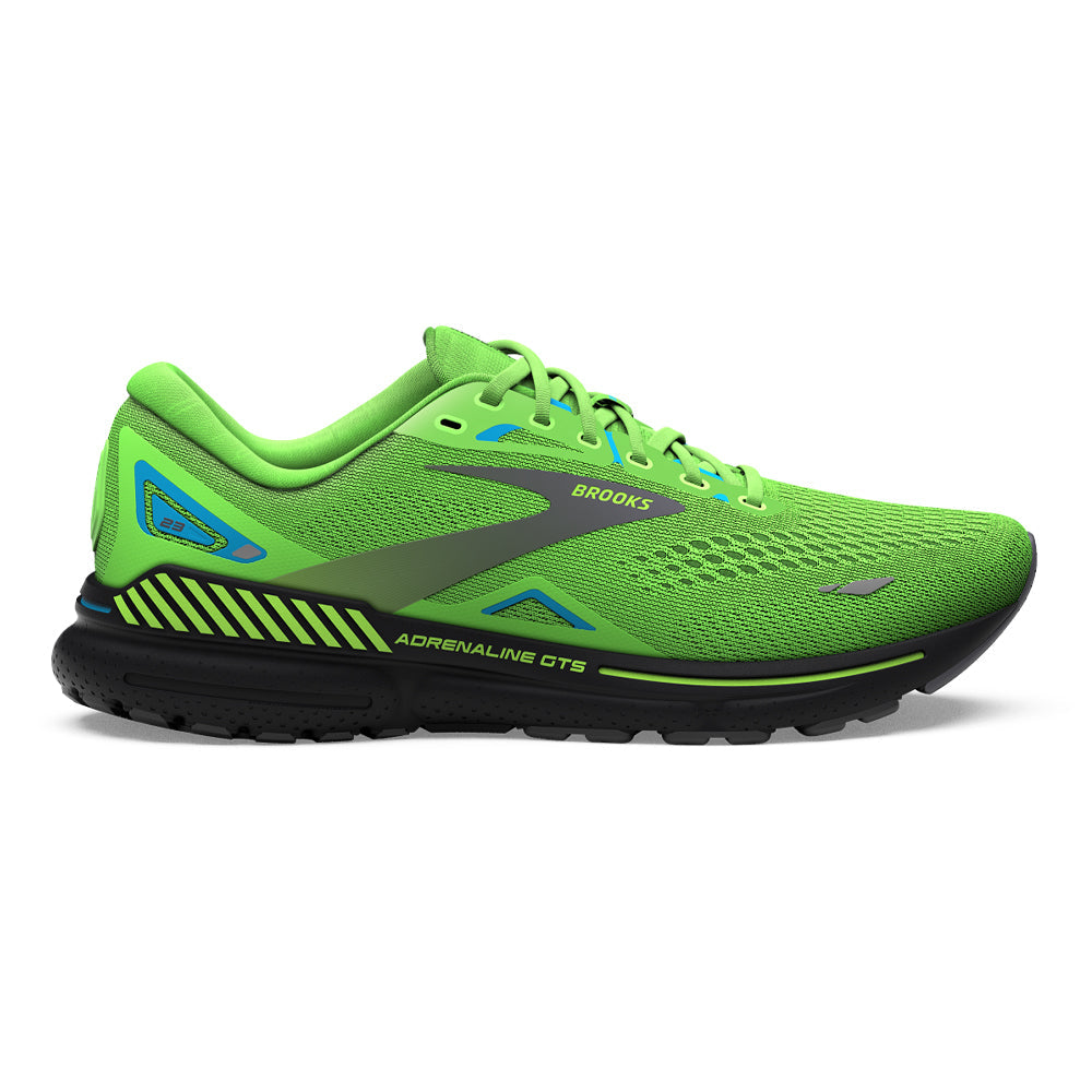 Men's Brooks Adrenaline GTS 23, Green Gecko/Grey/Atomic Blue, 8 D Medium