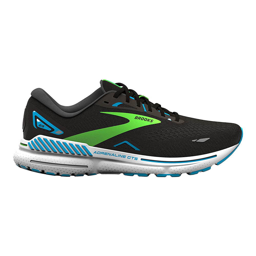 Men's Brooks Adrenaline GTS 23, Black/Hawaiian Ocean/Green, 10.5 4E Extra Wide