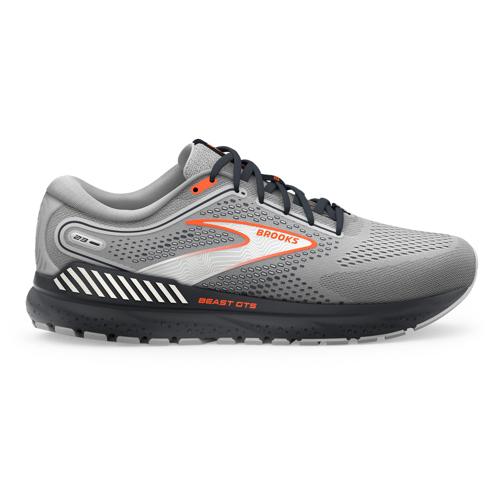 Men's Brooks Beast GTS 23, Grey/Scarlet/Ebony, 11.5 D Medium