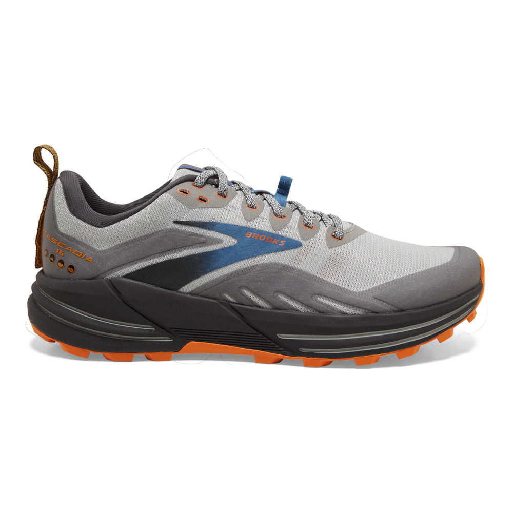 Men's Brooks Cascadia 16, Oyster Mushroom/Alloy/Orange, 11.5 2E Wide