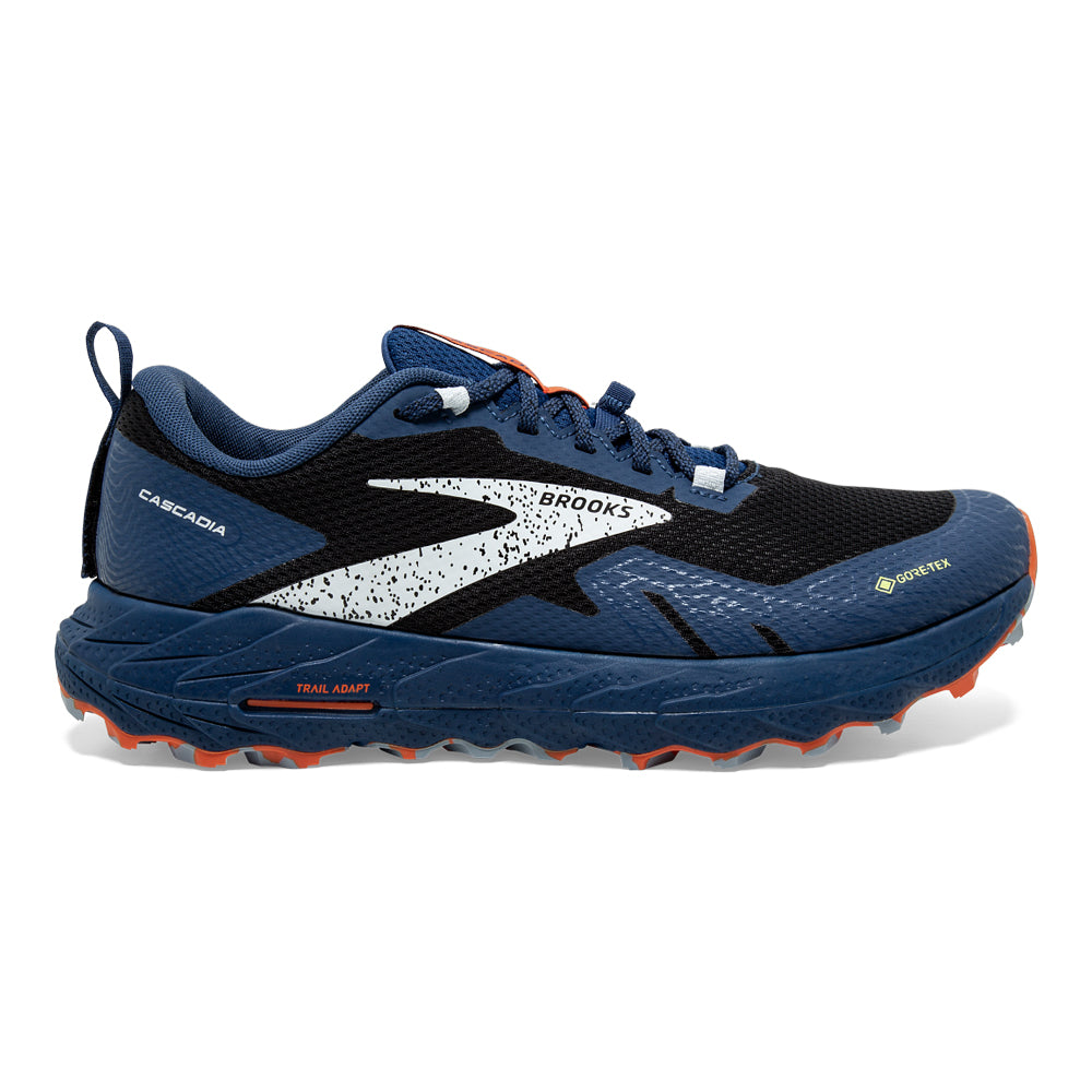 Men's Brooks Cascadia 17 GTX, Black/Blue/Firecracker, 14 D Medium