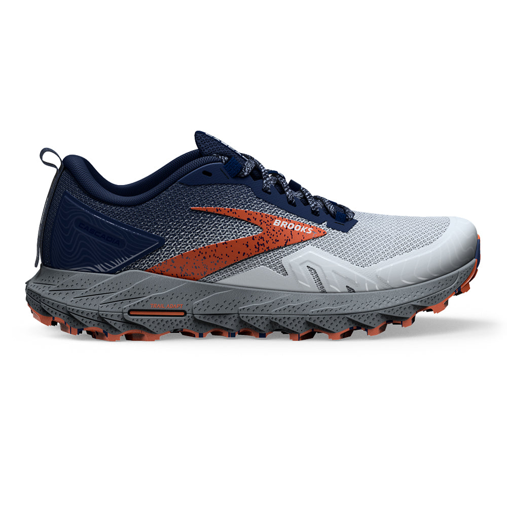 Men's Brooks Cascadia 17, Blue/Navy/Firecracker, 11 2E Wide