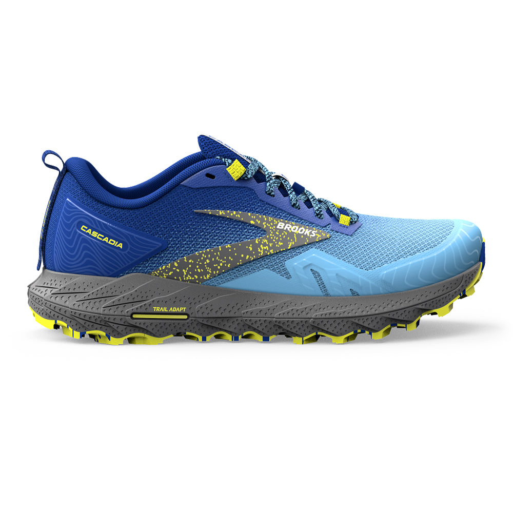 Men's Brooks Cascadia 17, Blue/Surf the Web/Sulphur, 12 D Medium