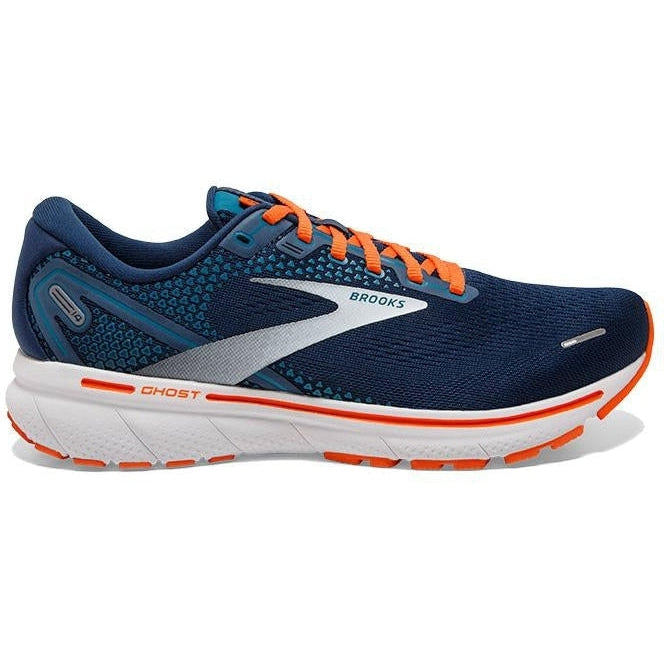 Men's Brooks Ghost 14, Titan/Teal/Flame, 8 D Medium