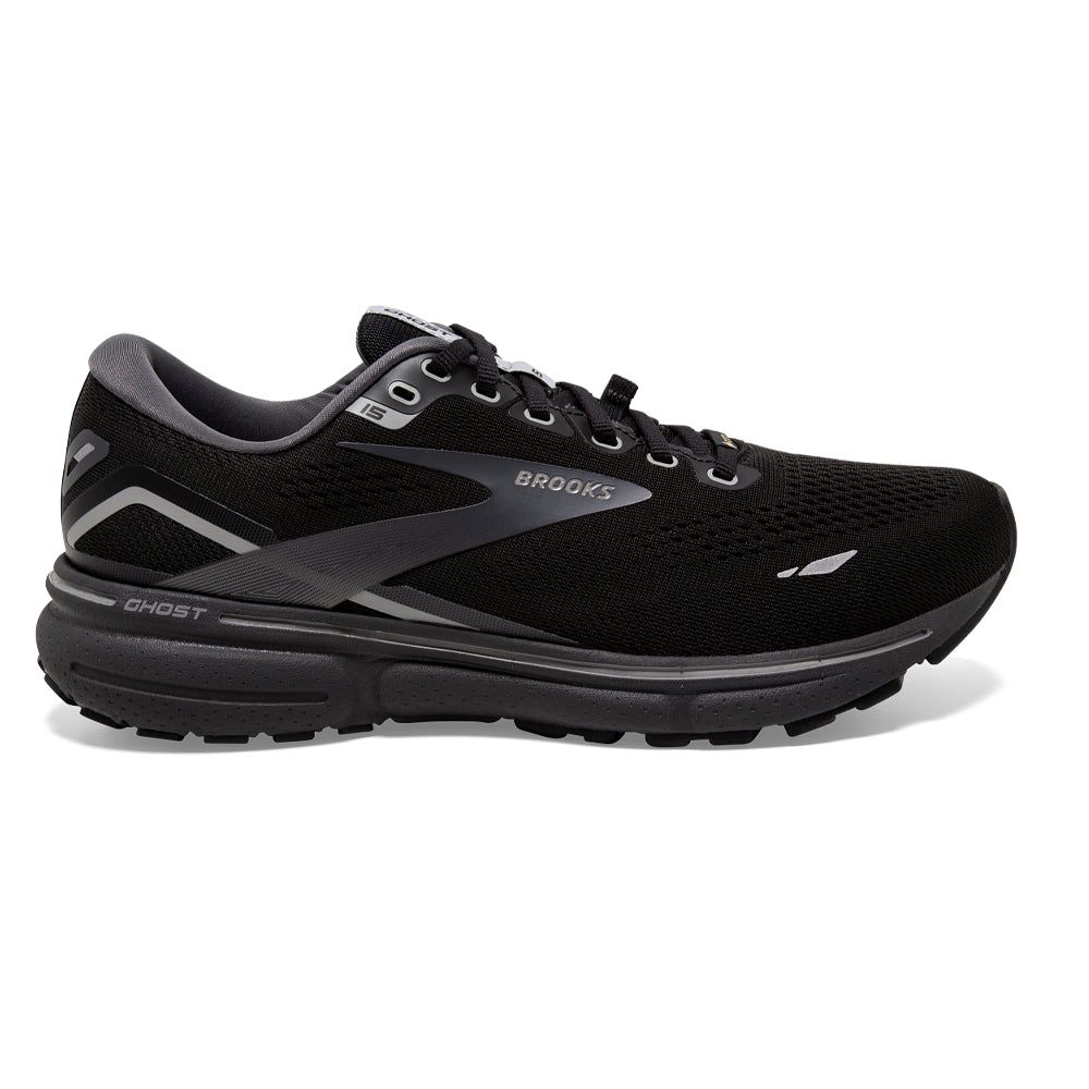 Men's Brooks Ghost 15 GTX, Black/Blackened Pearl/Alloy, 10 D Medium