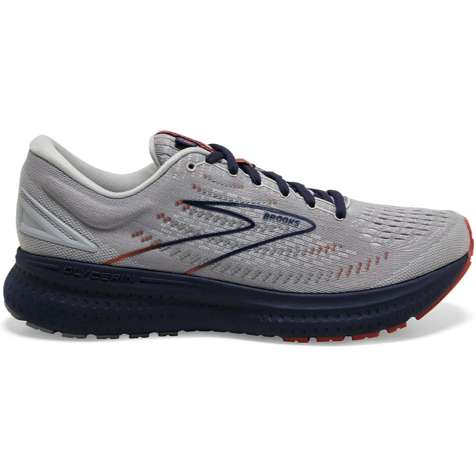 Men's Brooks Glycerin 19, Grey/Alloy/Peacoat, 13 D Medium