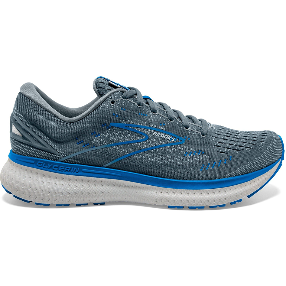 Men's Brooks Glycerin 19, Quarry/Grey/Dark Blue, 8 2E Wide