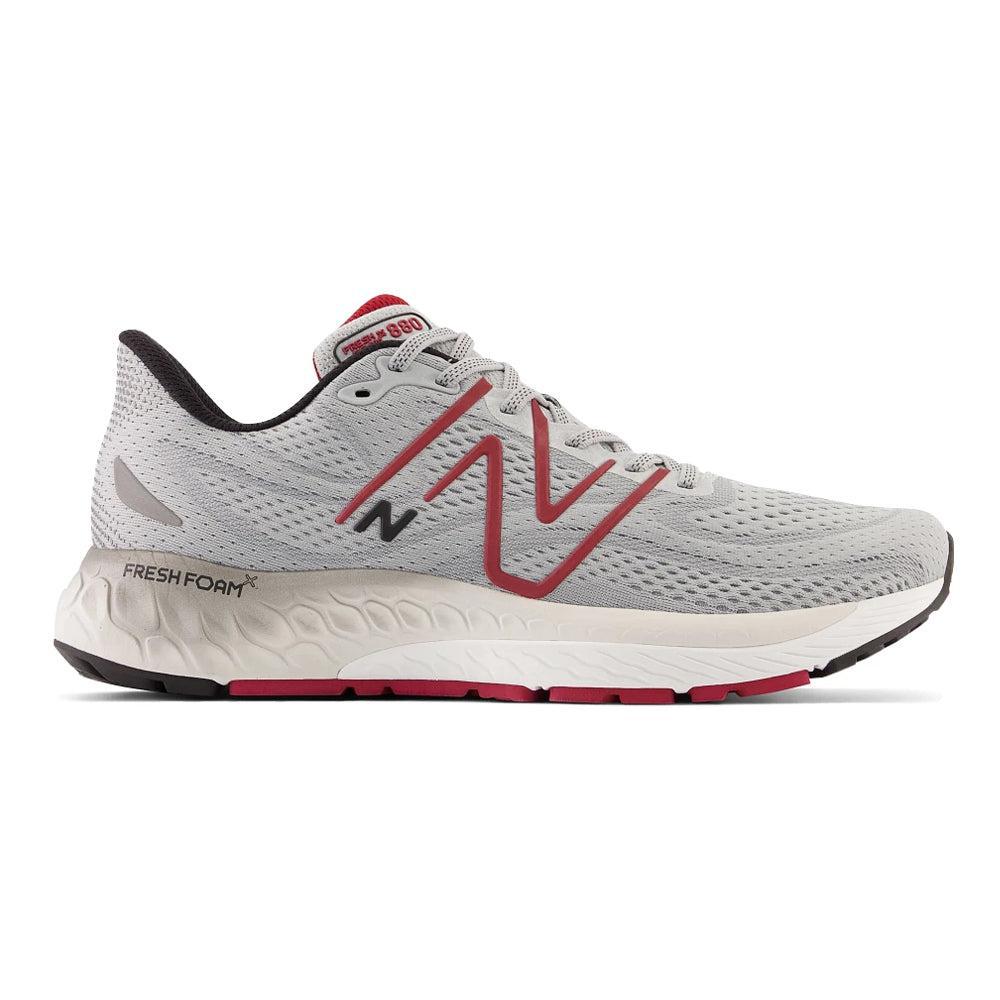 Men's New Balance Fresh Foam X 880v13, Aluminum Grey/Crimson, 12 2E Wide