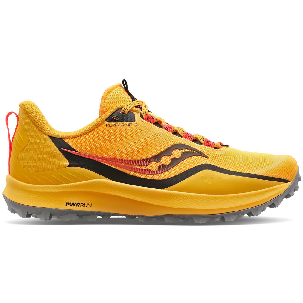 Men's Saucony Peregrine 12, ViziGold/ViziRed, 11.5 D Medium