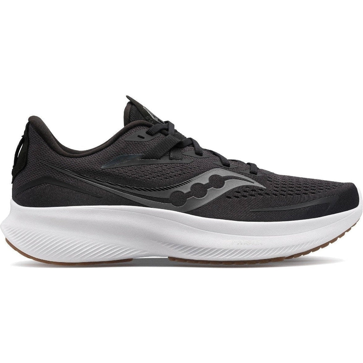 Men's Saucony Ride 15, BLACK/GUM, 12 D Medium