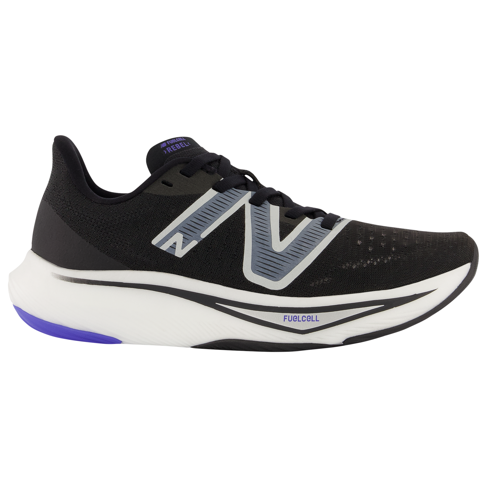 Women's New Balance FuelCell Rebel v3, Black/Aura/Vibrant Spring Glo, 7.5 B Medium