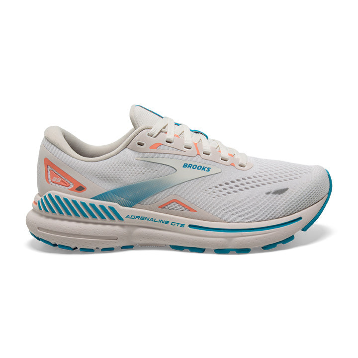 Women's Brooks Adrenaline GTS 23, Coconut/Papaya/Blue, 12 B Medium