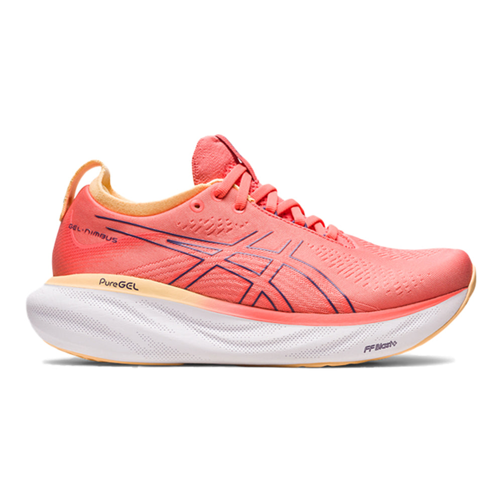Women's Asics Gel-Nimbus 25, PAPAYA/DUSTY PURPLE, 8.5 B Medium